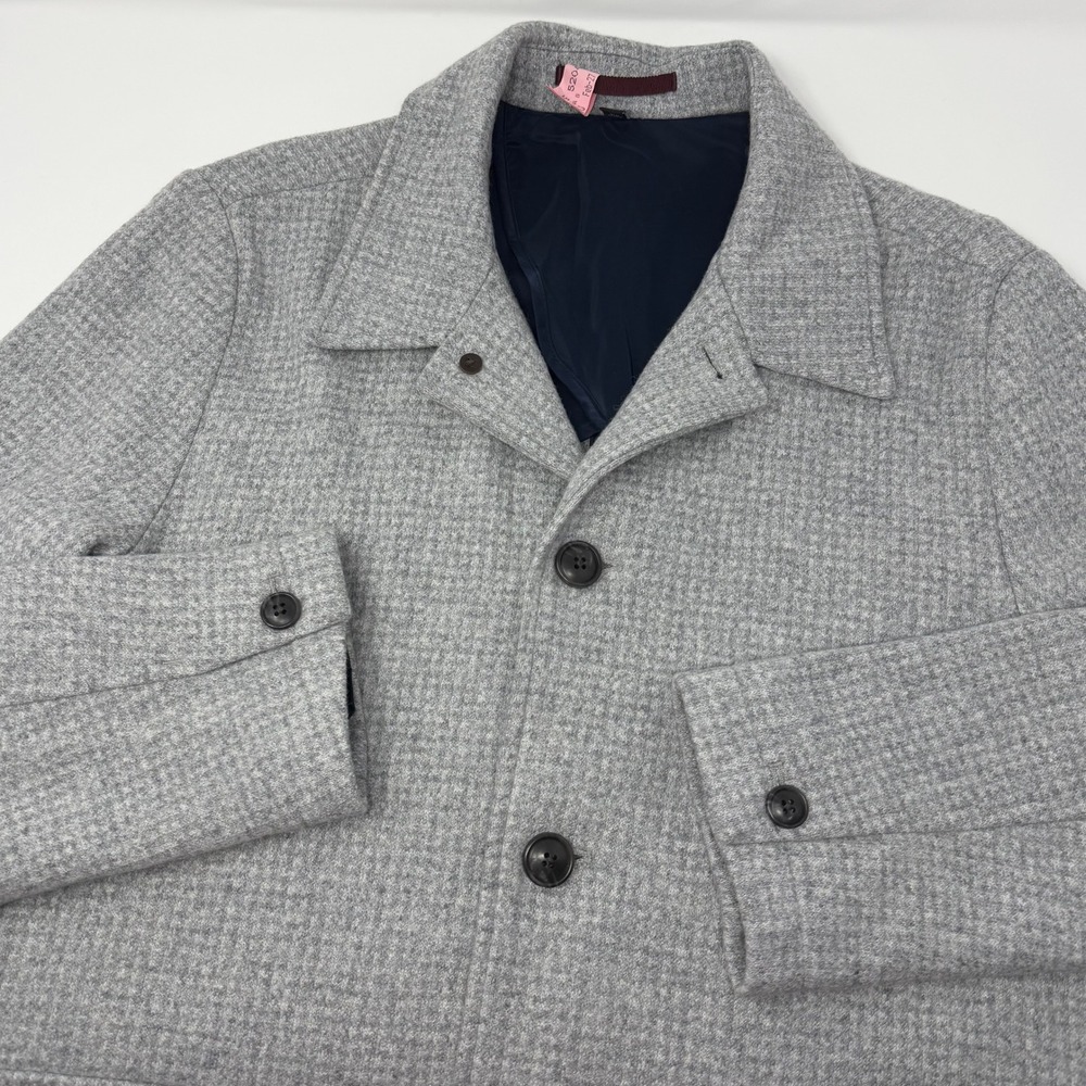 Bonobos Manifattura Emmetex Wool Blend Car Coat Mens Medium Grey Micro Pattern